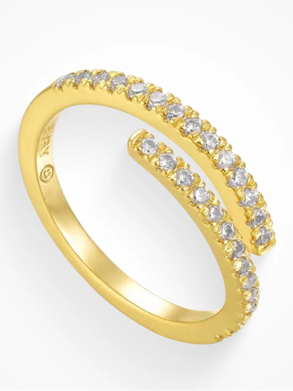 Gold Double-Row Pavé Crystal Open Ring